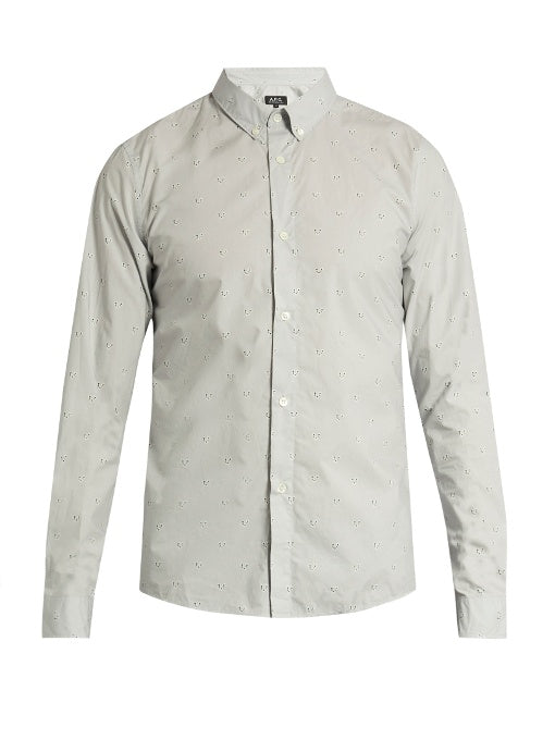 Daisy chain-print cotton-poplin shirt