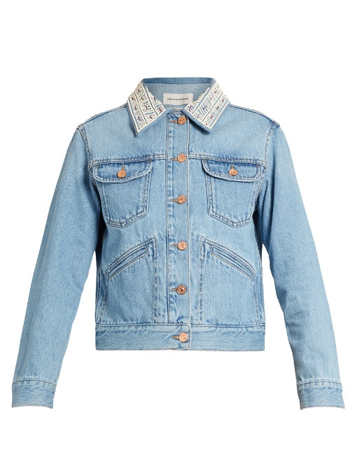 Christa embellished-collar denim jacket