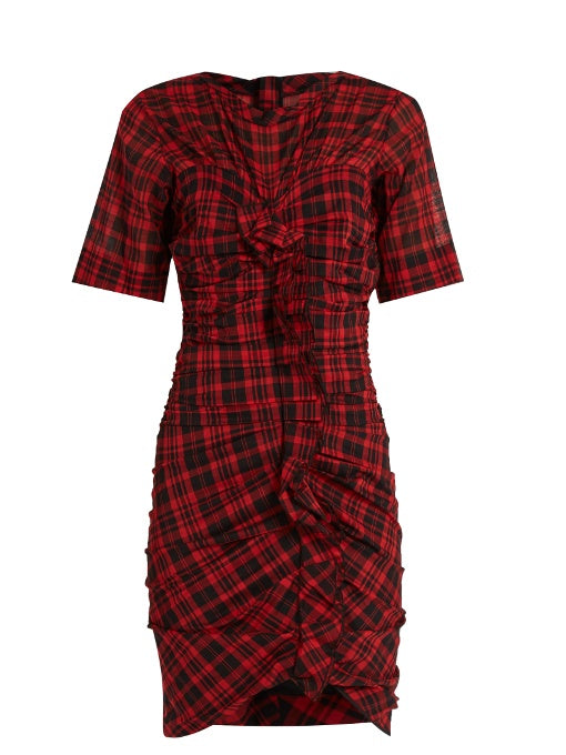 Wallace checked cotton-blend mini dress