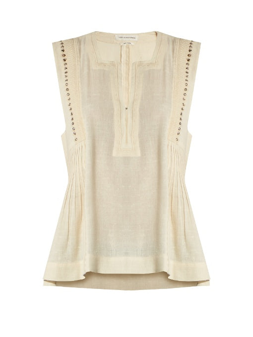 Adonis embellished cotton-blend top