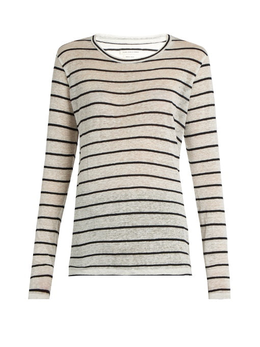 Aaron long-sleeved linen and cotton-blend T-shirt
