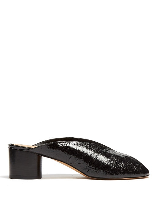 Measha cracked-leather mules