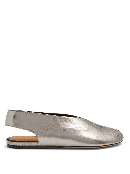 Malieke crackled leather peep-toe flats