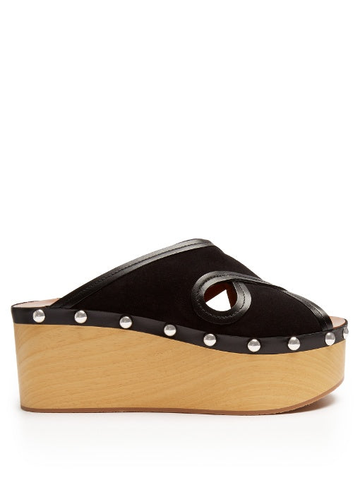 Zipla cross-strap suede wedges