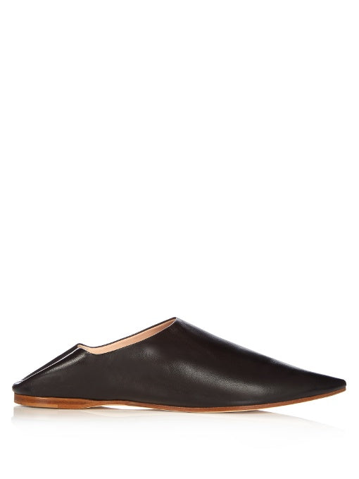 Amina backless leather slipper shoes