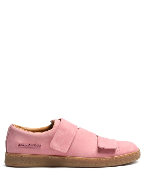 Triple low-top brushed-leather trainers