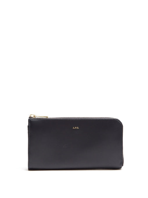 Zip-around leather wallet