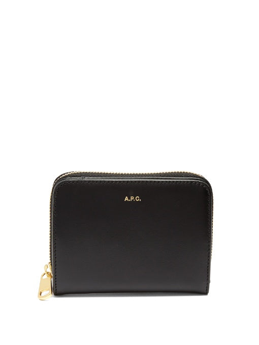 Compact zip-around leather wallet