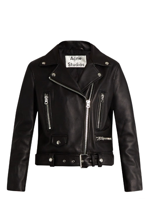 Mock leather biker jacket