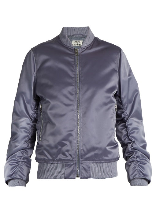 Leia ruched-sleeve bomber jacket