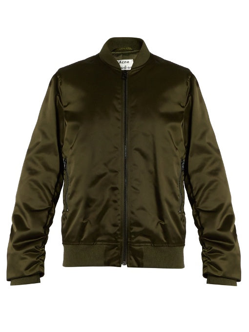 Leia ruched-sleeve bomber jacket