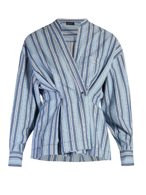 Silvia striped cotton wrap top