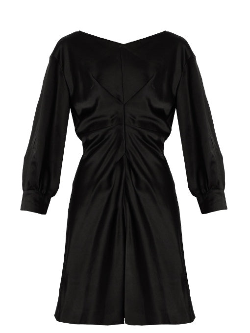 Rad pleated-front satin dress