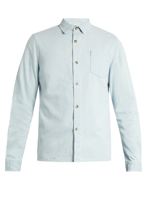 Bleached cotton-denim shirt