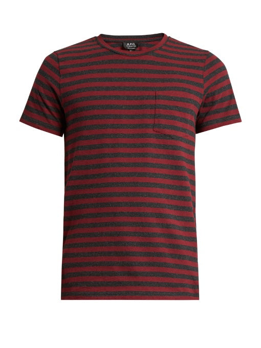 Crew-neck striped-jersey T-shirt