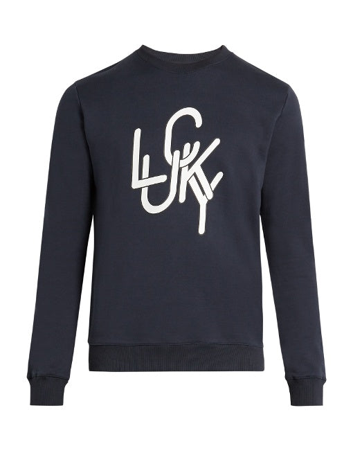 Lucky-print crew-neck sweater