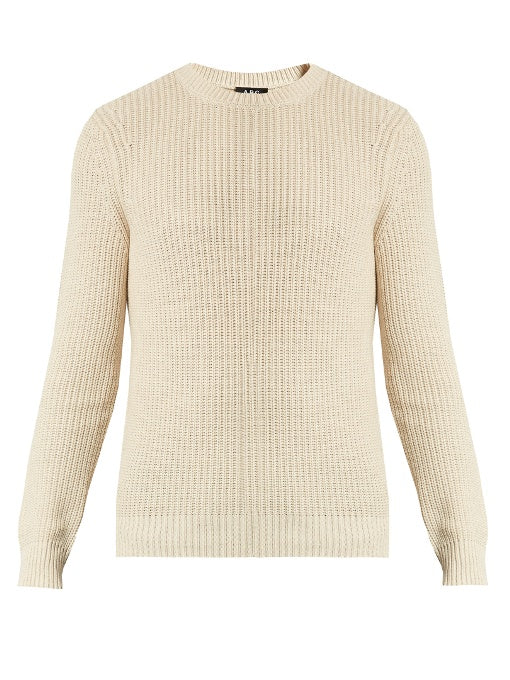 Crew-neck cotton and linen-blend sweater
