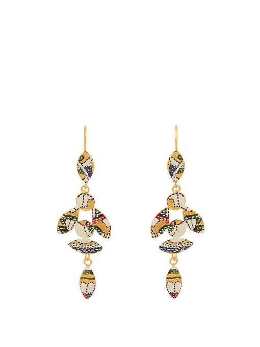 Marley enamel bird drop earrings