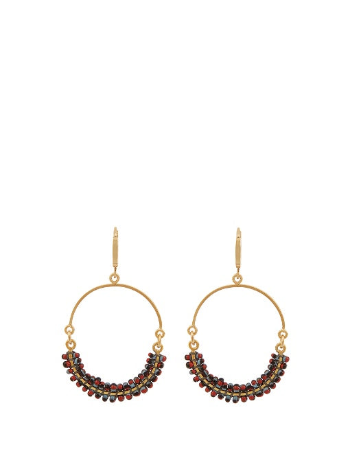 Perky beaded hoop-drop earrings