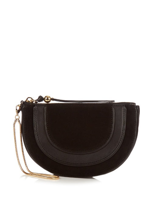 Bullseye suede clutch