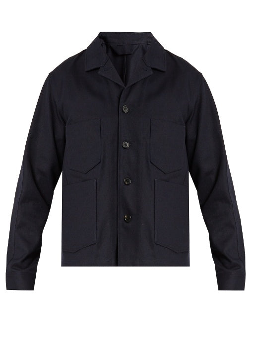 Media patch-pocket cotton-drill field jacket