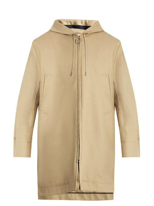 Melton hooded cotton-drill parka