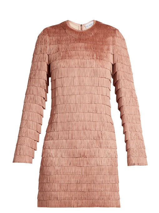 Long-sleeved fringed dress
