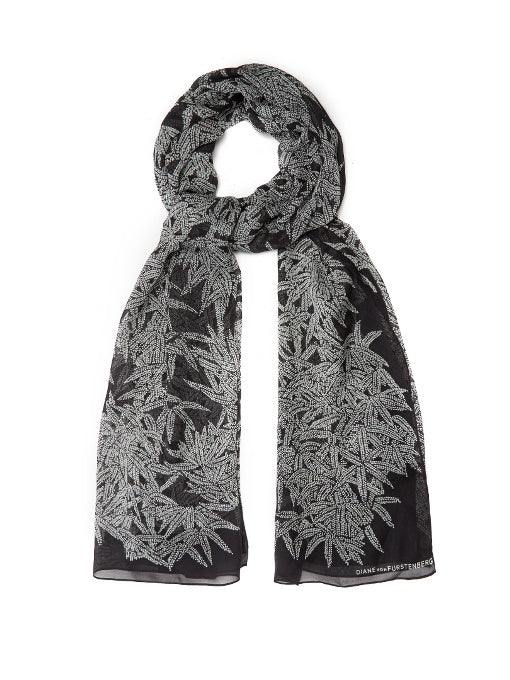 Lepic-print silk-chiffon scarf