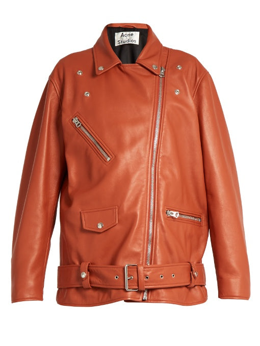 Myrtle oversized leather biker jacket