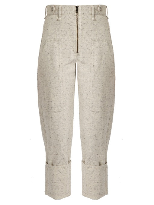 Eugenie high-rise peg-leg denim trousers