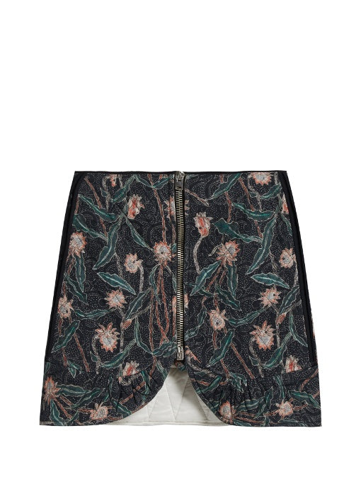 Prickly floral-print quilted-cotton skirt