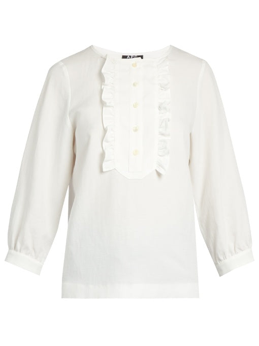 Cleo ruffled twill blouse