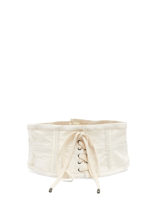 Herese lace-up cotton-blend corset belt