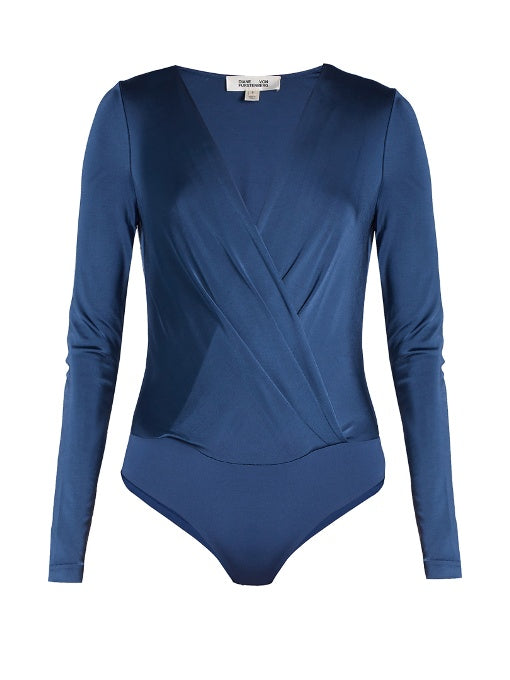 Long sleeved wrap-effect bodysuit