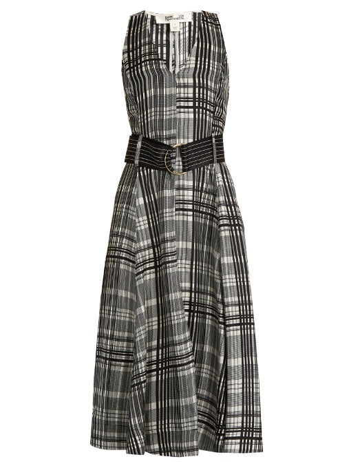Sleeveless silk-twill midi dress