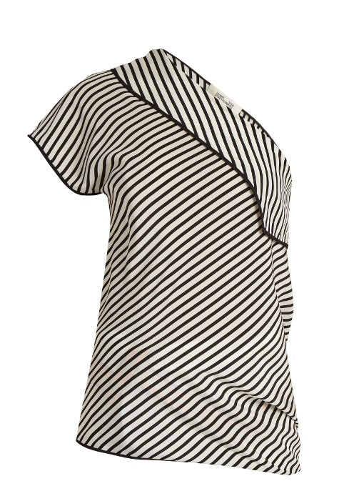 One-shoulder silk crepe de Chine top