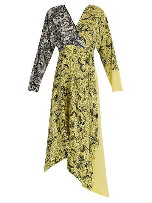 Bi-colour silk crepe de Chine dress