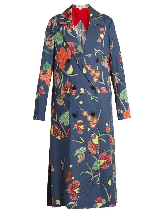 AmpÍï?Íâ‘ëre-print double-breasted silk coat