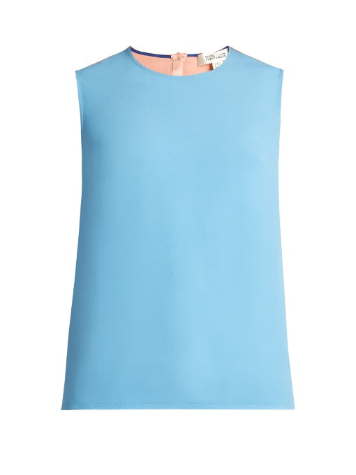 Sleeveless crepe and satin top