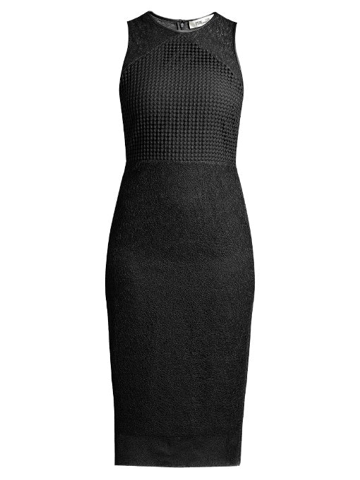 Twig and circle-lace sleeveless midi dress