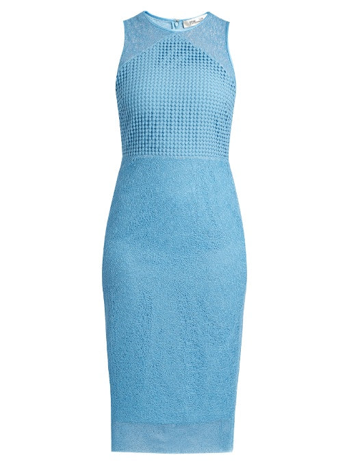 Twig and circle-lace sleeveless midi dress