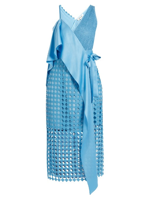 Diamond and Twig-lace asymmetric wrap dress