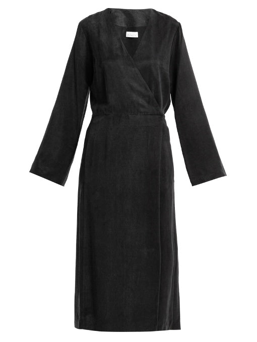 Split front and back wrap dress