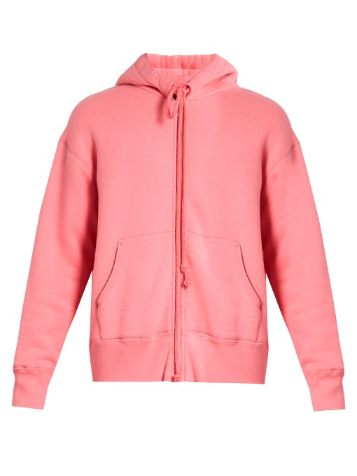 Zip-through Japanese-jersey hooded sweatshirt