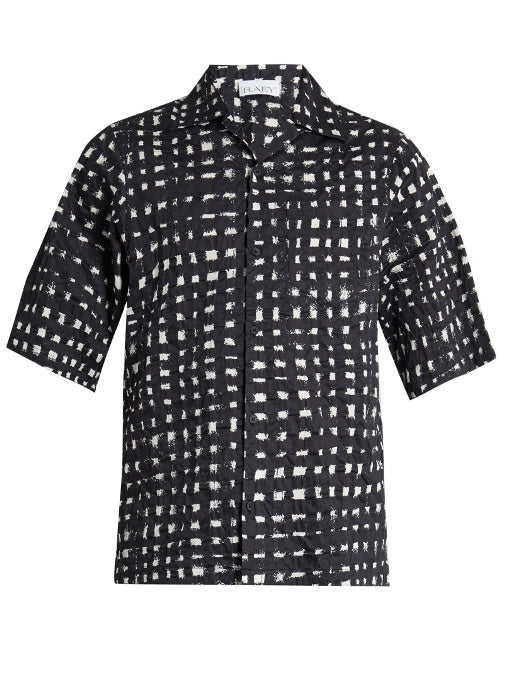 Short-sleeved cotton-seersucker shirt