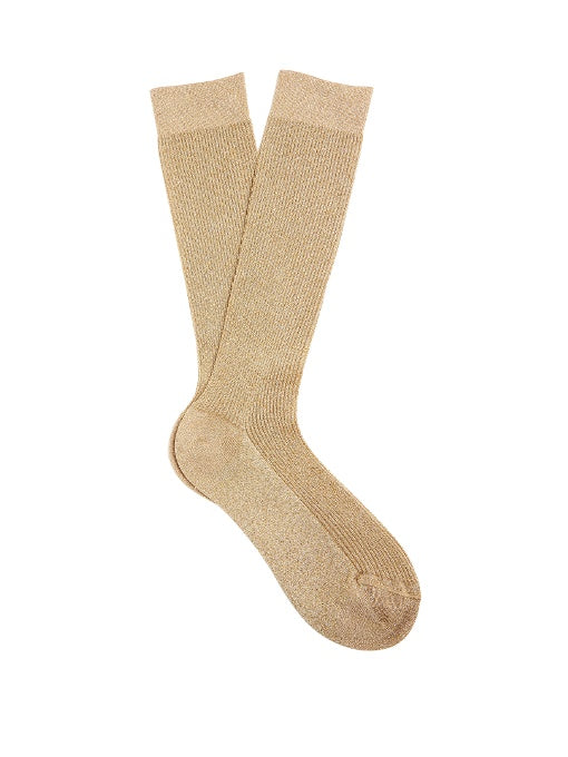 Metallic ribbed-knit socks