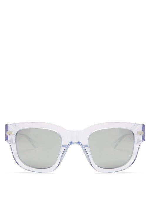 Square-frame mirrored acetate sunglasses
