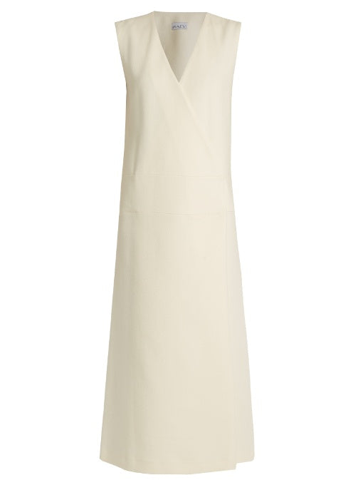 Sleeveless crepe wrap dress