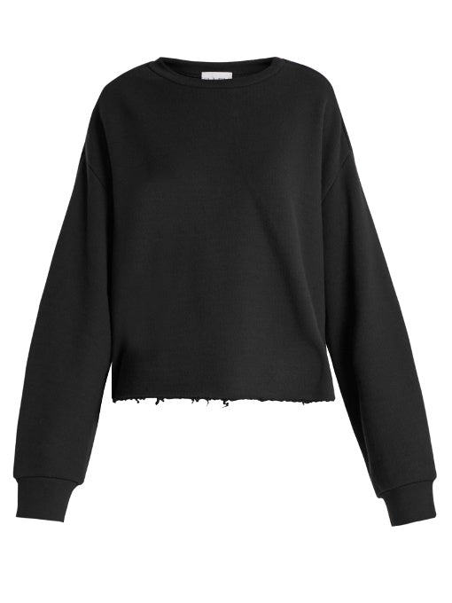 Raw-hem cotton-jersey sweatshirt