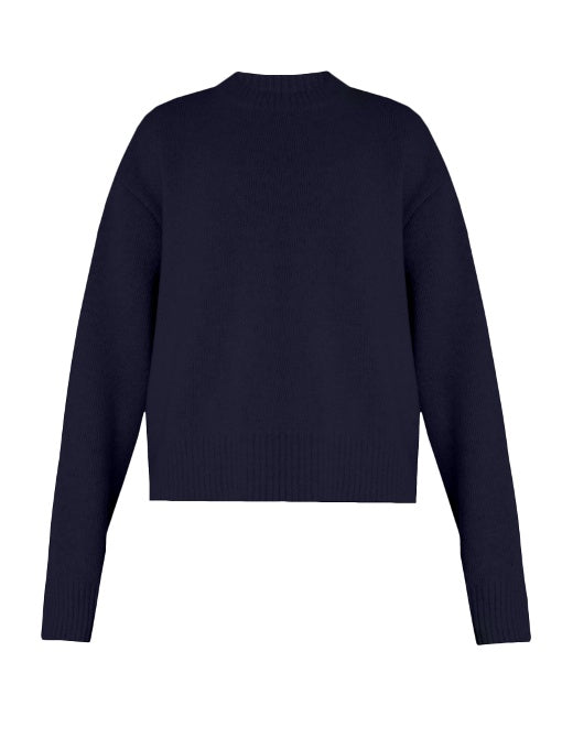 Displaced-sleeve cropped wool sweater